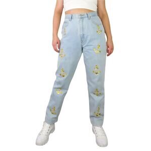 1990s Vintage Jordache High Rise Straight Leg Jeans Embroidered Anchors 30"